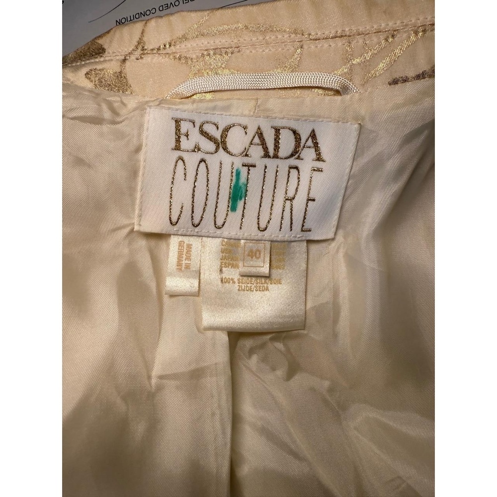 Escada Womens Cream Gold Brocade Blazer Double Breasted Size 40 (oversized) - Picture 7 of 8